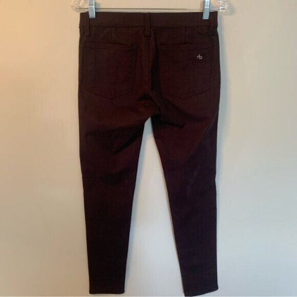 Rag & Bone Wine Black Pop Legging Lamb Leather Panel Skinny Jeans 28 - Picture 4 of 12